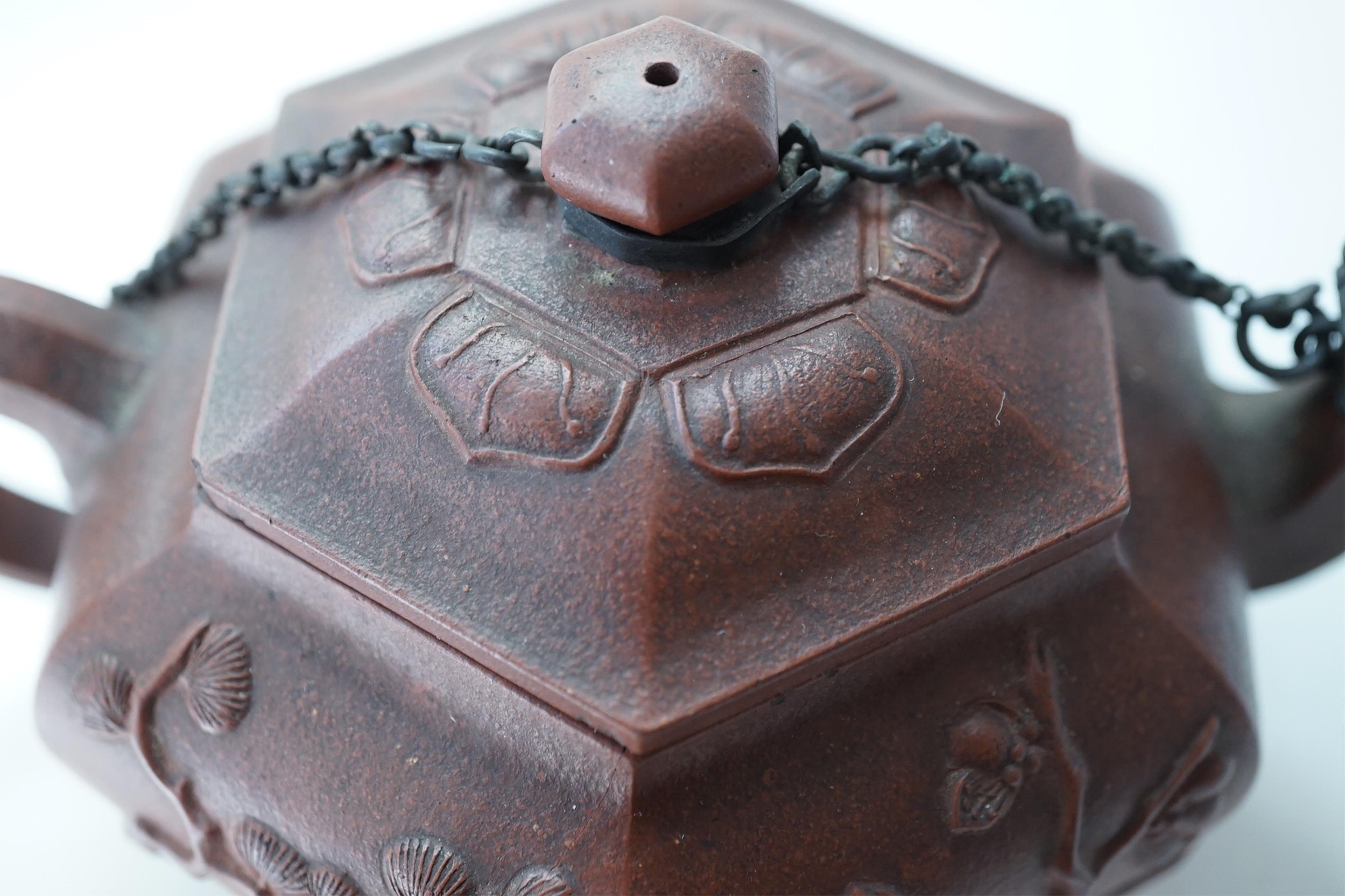 A Chinese Yixing hexagonal teapot, Kangxi period